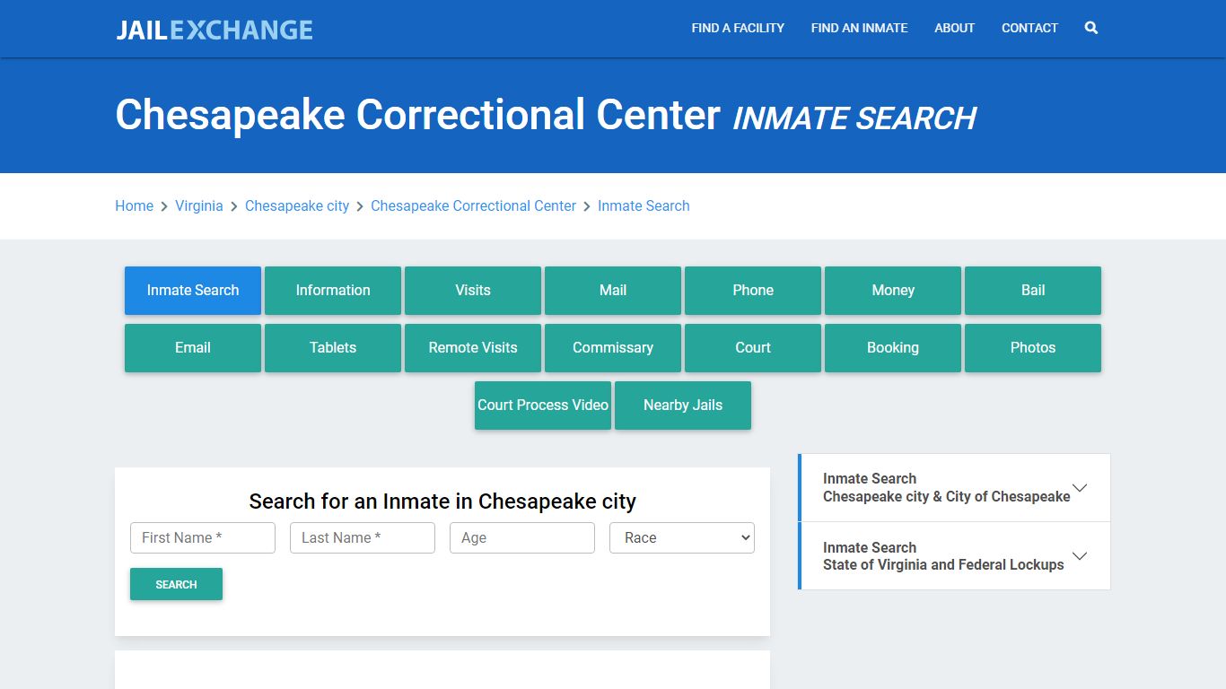 Chesapeake Correctional Center, VA Inmate Search: Roster & Mugshots