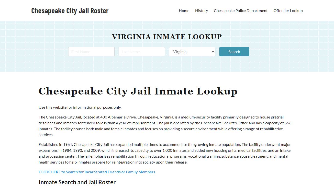 Chesapeake City Jail, VA Inmate Search, Jail Roster, Bookings